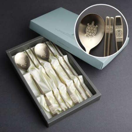 희거북골드 2인 수저세트 (종이케이스) #2