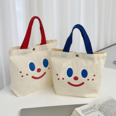 페이스 휴대용 캔버스 토트백 에코백