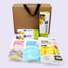슈가버블 세탁세제 + 슈가버블 섬유유연제 + 면코팅 고무장갑 + 크린백 + 크린지퍼백 주방용품 5종 세트