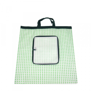 사각무늬 지퍼 장바구니