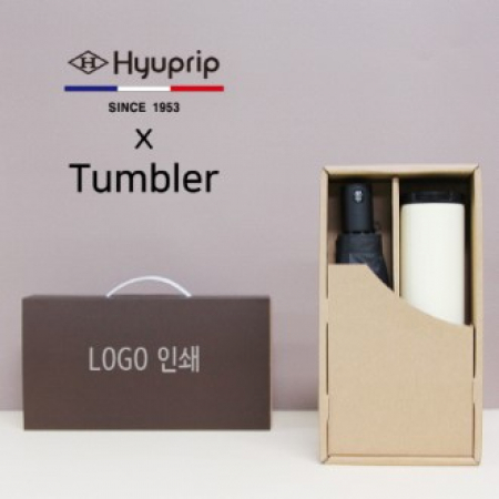 협립 3단 심플 수동 우산 + 벅스로얄 500ml 텀블러 세트 #2