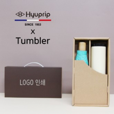 협립 3단 마시멜로 수동 우산 + 벅스로얄 500ml 텀블러 세트 #2