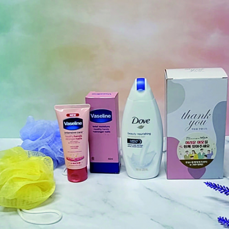 선물 세트 4종 바디워시 핸드크림 도브 바세린 샤워볼 #3
