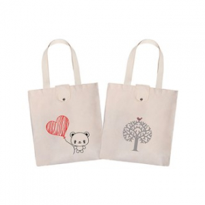 캐릭터 직사각 에코백 면10수 (뚜껑형)