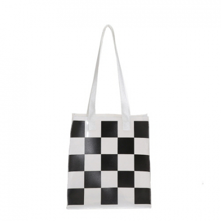 CF927 에코라이프 복고 체크 비치 숄더백 에코백 #2