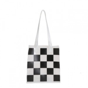 CF927 에코라이프 복고 체크 비치 숄더백 에코백