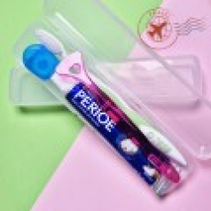 투명케이스+페리오+정품2080칫솔+혀클리너+치실 휴대용 양치세트 치약칫솔세트