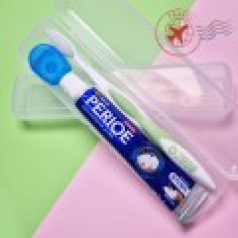 투명케이스+페리오+정품2080칫솔+치실 휴대용 양치세트 치약칫솔세트