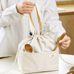 주머니끈 도시락 캔버스 보온보냉백 가방