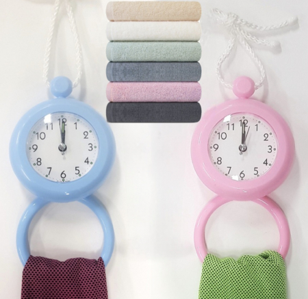 송월타올 선물세트 타월+수건걸이용 욕실 방수시계 #3