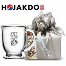 한국전통 에디션 호작도 드로잉 글라스 머그컵 440ml 책갈피 북마크 보자기 선물포장 기념품