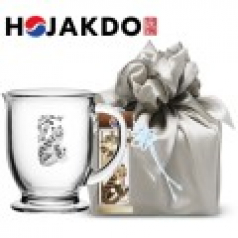 한국전통 에디션 호작도 드로잉 글라스 머그컵 440ml 책갈피 북마크 보자기 선물포장 기념품