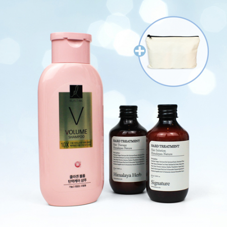 LG 엘라스틴 볼륨 샴푸 +  Nard 나드 트리트먼트 2개 + 지퍼파우치 #3