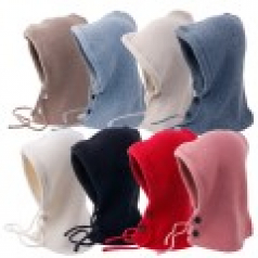 니트 단추 바라클라바 방한 후드 넥워머 겨울 모자