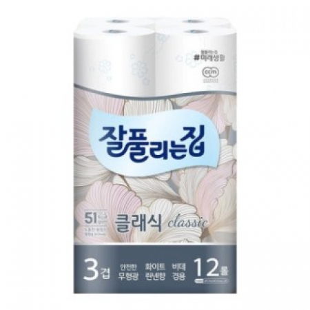 미래생활 잘풀리는집 클래식 3겹데코 27m 12롤 두루마리 휴지 #2