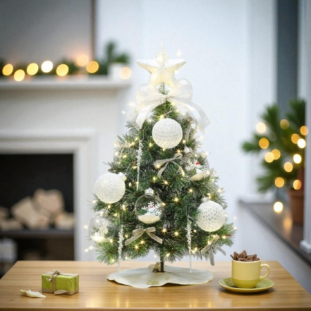 60cm 리얼 솔잎 눈꽃 트리 풀세트 전구 포함 #4