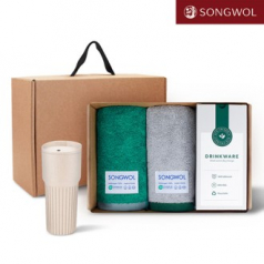 송월타올 리빙 기프트세트 42 뉴 바이브 뱀부 220g 2P + 커피텀블러709ml 1P