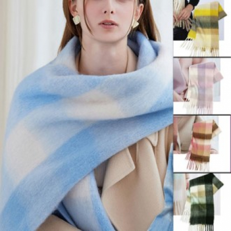 마하 무지/체크 머플러 #2