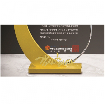 금속 화이트 양각 크리스탈 상패 #6