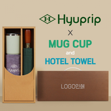 협립 3단70엔티크 고밀도 완전자동우산 +협립호텔코마170타월+로하스머그컵-세트 #3