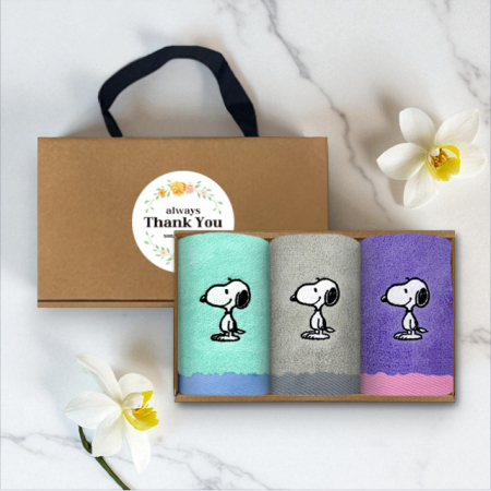 송월타올 스누피 스플릿 핸드타올 핸들패키지 3매입 세트 #3