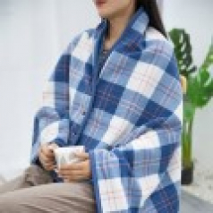 똑딱 체크 망토담요 K2553