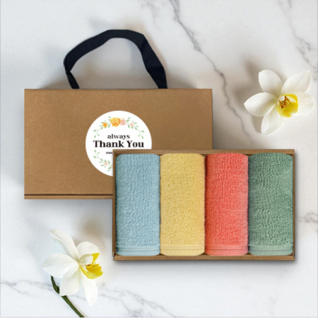 송월타올 컬러고리 핸드타올 핸들패키지 4매입 세트 #3