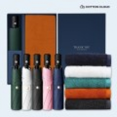 코튼클라우드 호텔수건 뱀부얀 200g 1P + UV차단 완전자동 심플온 암막 3단 양우산 세트