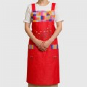 전통 한복 스타일 모시 앞치마