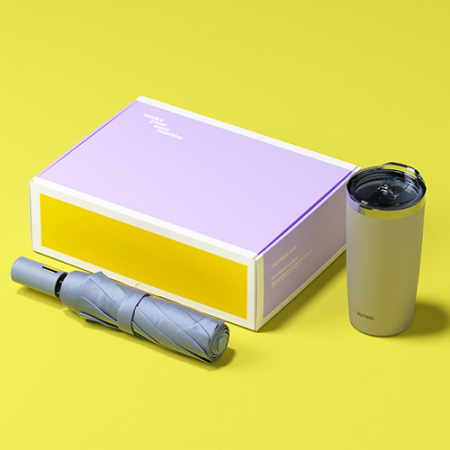 루티네 선물세트 골드버튼 3단 우산+아이언 베이직 텀블러 #4