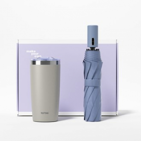 루티네 선물세트 골드버튼 3단 우산+아이언 베이직 텀블러 #2