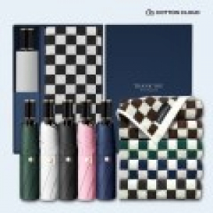 코튼클라우드 호텔수건 뱀부 혼방 타일드 1P + UV차단 수동 심플온 암막 3단 양우산 세트