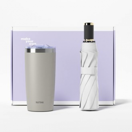 루티네 선물세트 모던 수동 3단 우산+아이언 베이직 텀블러 #2