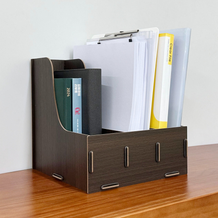 올지 우드 파일꽂이 파일함 3단 서류 박스 파일 꽂이 A4 개폐형 거치대 #4
