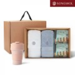 [송월타올] 리빙 기프트세트 37 송월 호텔컬렉션 클래식40 2P + 실리콘텀블러500ml 2P