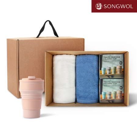 [송월타올] 리빙 기프트세트 35 송월 프리미엄뱀부무지 180g 2P + 실리콘텀블러500ml 2P #3