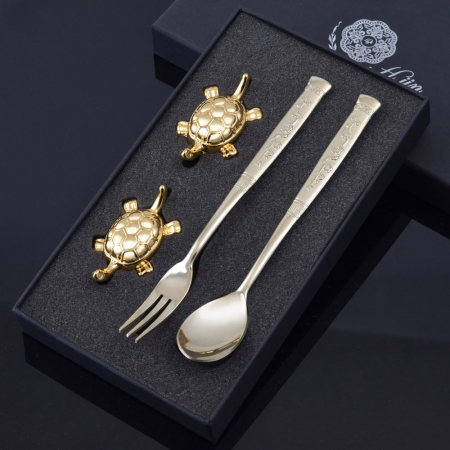 금거북 수저받침+티스푼포크세트 #3