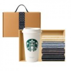 스타벅스 리유저블 그란데컵 473ml 송월 스트라이프 수건 1P 고급띠지 손잡이 기프트박스 선물세트