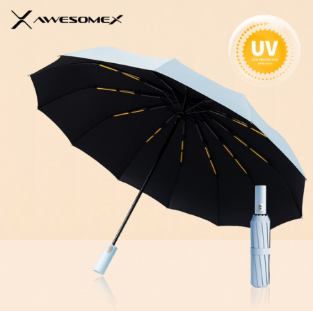 어썸엑스 UV차단 3단 완전자동 암막 파스텔 튼튼한 프리미엄 양우산 (UPF50+) 스카이블루 // 인쇄배송무료 #3