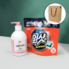 애경 울샴푸 손빨래 세제 380ml  펌프형 + 슈가버블 버블원샷 캡슐세제 + 크라프트 끈케이스