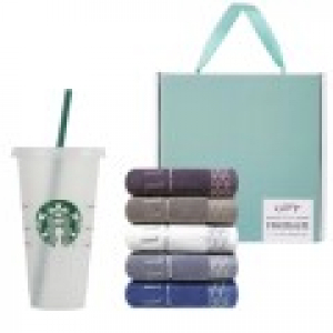스타벅스 리유저블 콜드컵 709ml + 엘르 아르떼 타올 수건 기프트 세트