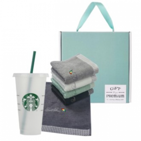스타벅스 리유저블 콜드컵 709ml + 아놀드파마 자카드 타올 수건 기프트 세트 #2