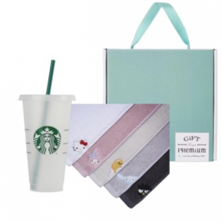 스타벅스 리유저블 콜드컵 709ml + 산리오캐릭터즈세면 타올 수건 기프트 세트 #2