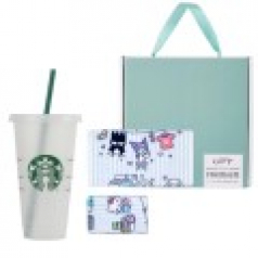 스타벅스 리유저블 콜드컵 709ml + 산리오캐릭터즈나염세면 타올 수건 기프트 세트