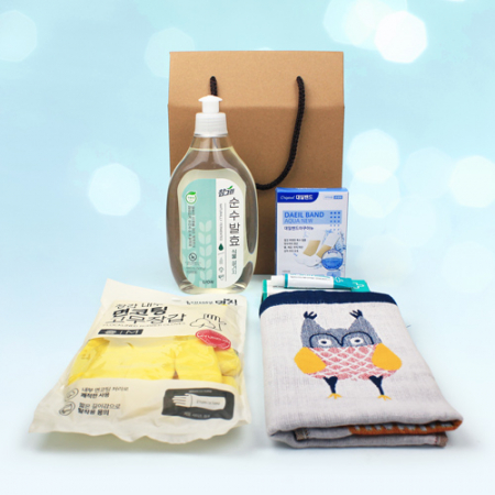 참그린 주방세제 + 순면 주방타올 + 면코팅 고무장갑 + 대일밴드 아쿠아밴드 혼합 +닥터스킨연고 + 끈케이스 #3