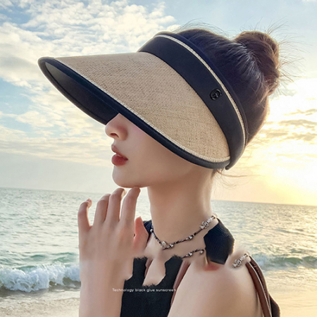 자외선차단 라탄 돌돌이선캡 썬캡 선캡모자 썬캡모자 라탄모자 라탄선캡 인쇄제작가능 #8