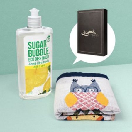 순면 캐릭터 주방타올 + 슈가버블 주방세제 용기 캡형 + 종이케이스 #2