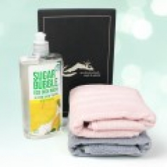 순면 고리 주방타올 2매 + 슈가버블 주방세제 280ml + 종이케이스