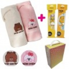 미니라인프렌즈 세면수건타올 카카오 치약칫솔세트