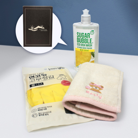 슈가버블 주방세제 280ml + 울리프렌즈 자수 핸드타올 + 면코팅 고무장갑 #3